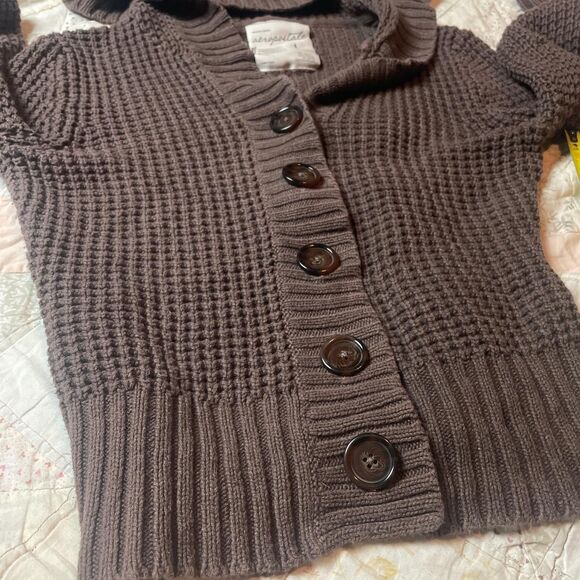 aeropostale y2k brown fairy grunge hooded button up knit cardigan size large - Picture 5 of 6
